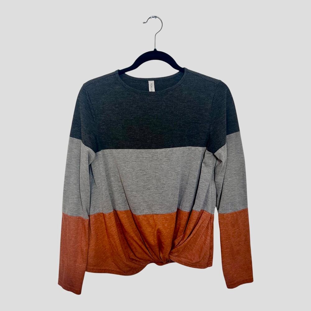 Women’s Medium Fall Color Block Long Sleeve Preppy Millennial Momcore Tee